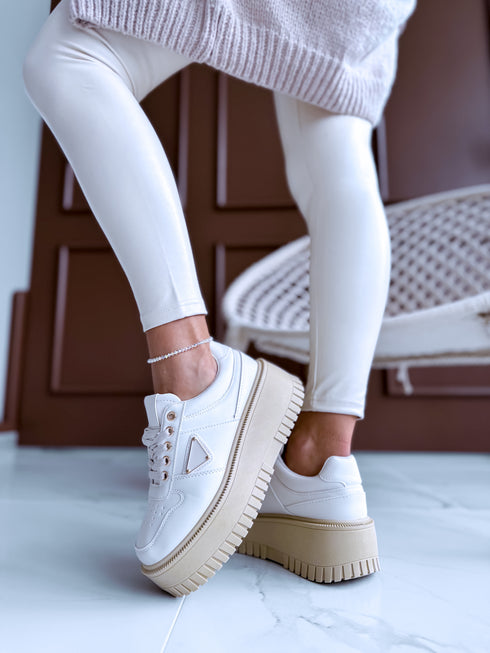 Ādas imitācijas botas "COLLABORATION" - bēšas